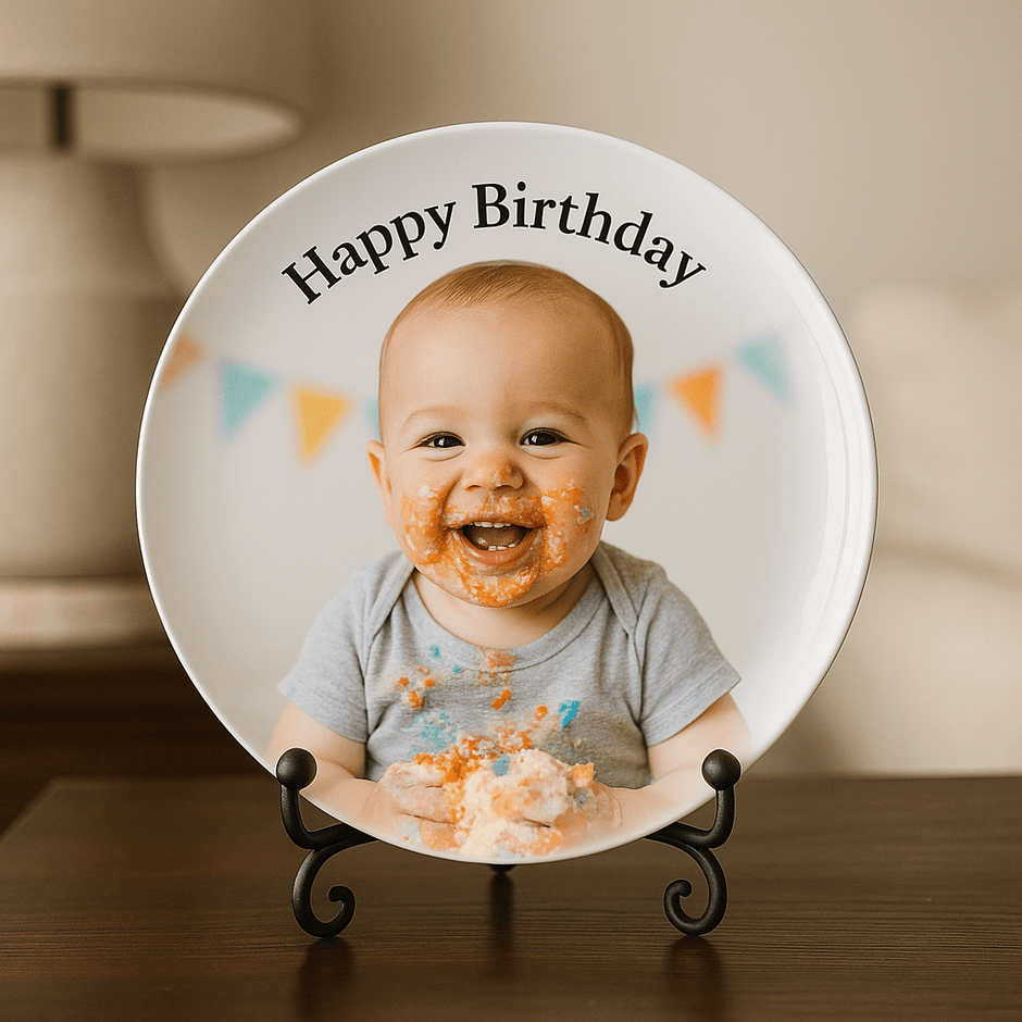 Personalized 10.75" Round Porcelain Photo Plate – Memorial & Gift Display - Home Decor - Custom Crafting Alliance, LLC