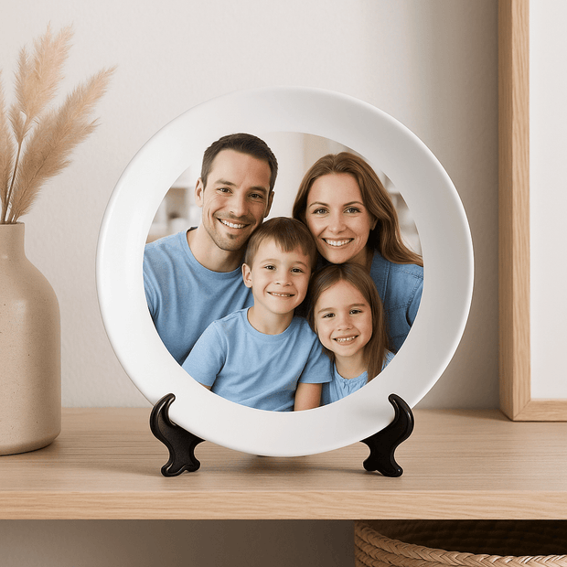 Personalized 8" Round Ceramic Photo Plate – Memorial & Gift Display - Decoration - Custom Crafting Alliance, LLC