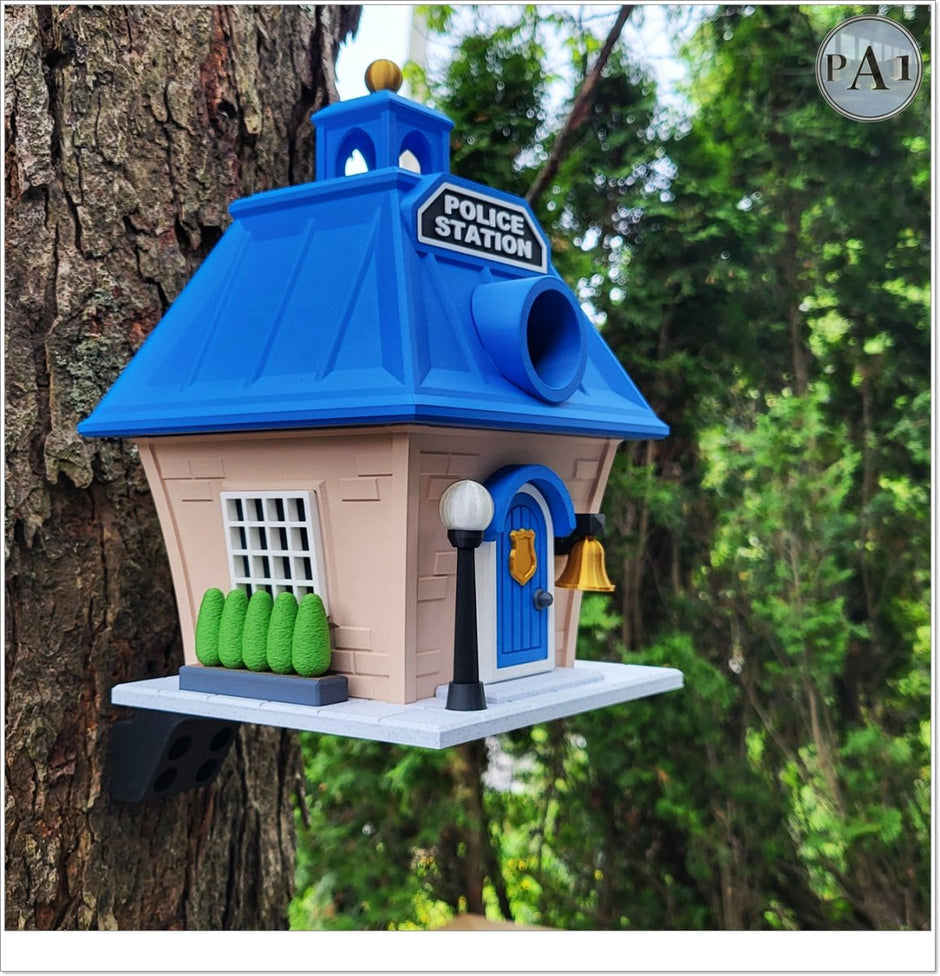 Police Station Birdhouse – Fun Law Enforcement Birdhouse for Garden or Home Decor - Custom Crafting Alliance, LLC