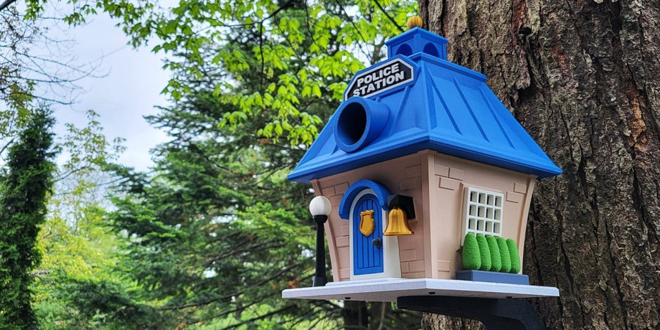 Police Station Birdhouse – Fun Law Enforcement Birdhouse for Garden or Home Decor - Bird House - Custom Crafting Alliance, LLC