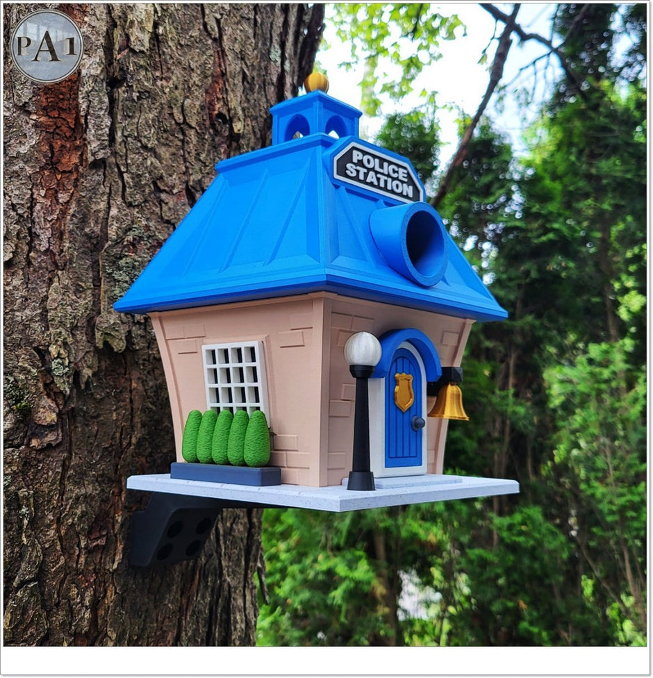 Police Station Birdhouse – Fun Law Enforcement Birdhouse for Garden or Home Decor - Bird House - Custom Crafting Alliance, LLC