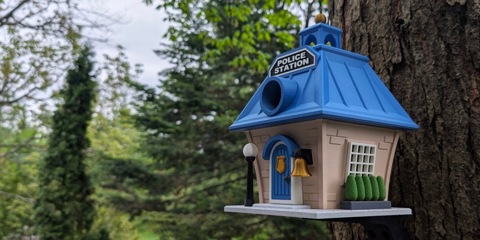 Police Station Birdhouse – Fun Law Enforcement Birdhouse for Garden or Home Decor - Bird House - Custom Crafting Alliance, LLC