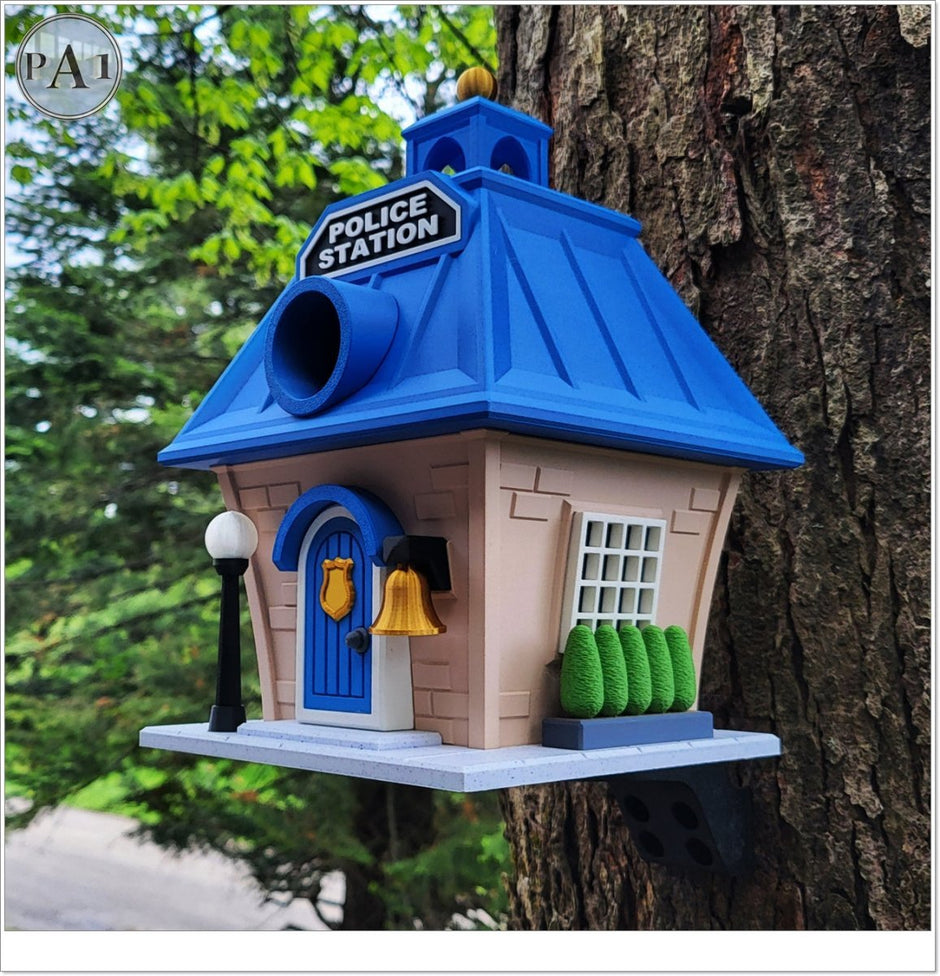 Police Station Birdhouse – Fun Law Enforcement Birdhouse for Garden or Home Decor - Bird House - Custom Crafting Alliance, LLC