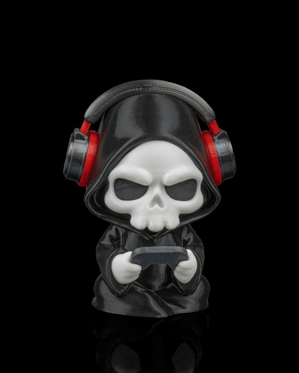 Press F - Gamer Grim Reaper Figurine (3D Printed, Multi Color or DIY) - Figurines - Custom Crafting Alliance, LLC