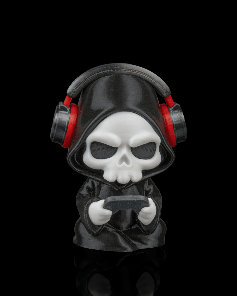 Press F - Gamer Grim Reaper Figurine (3D Printed, Multi Color or DIY) - Figurines - Custom Crafting Alliance, LLC