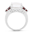 3.58 Carat Genuine Opal & Garnet .925 Sterling Silver Ring