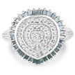 0.74 Carat Genuine White Diamond and Green Diamond .925 Sterling Silver Ring