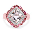 14K Rose Gold Plated 3.11 Carat Genuine Morganite, Pink Tourmaline & White Topaz .925 Sterling Silver Ring