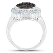 3.68 Carat Genuine Cobalt Blue Drusy & Swiss Blue Topaz .925 Sterling Silver Ring