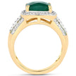 3.75 Carat Dyed Emerald, Emerald and White Topaz .925 Sterling Silver Ring