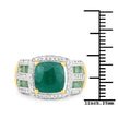 3.75 Carat Dyed Emerald, Emerald and White Topaz .925 Sterling Silver Ring