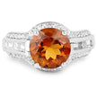 2.81 Carat Genuine Citrine and White Topaz .925 Sterling Silver Ring