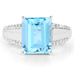5.78 Carat Genuine Swiss Blue Topaz and White Topaz .925 Sterling Silver Ring