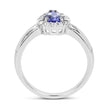 0.96 Carat Genuine Tanzanite and White Topaz .925 Sterling Silver Ring