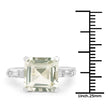4.76 Carat Genuine Green Amethyst & White Topaz .925 Sterling Silver Ring