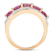 1.74 Carat Genuine Ruby and White Diamond .925 Sterling Silver Ring