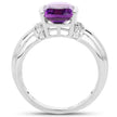 1.52 Carat Genuine Amethyst and White Topaz .925 Sterling Silver Ring
