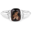 2.03 Carat Genuine Smoky Quartz & White Topaz .925 Sterling Silver Ring