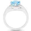 2.23 Carat Genuine Swiss Blue Topaz and White Topaz .925 Sterling Silver Ring