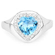 2.23 Carat Genuine Swiss Blue Topaz and White Topaz .925 Sterling Silver Ring