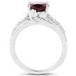 3.23 Carat Genuine Rhodolite and White Topaz .925 Sterling Silver Ring