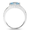 2.06 Carat Genuine Blue Topaz and White Topaz .925 Sterling Silver Ring