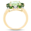 14K Yellow Gold Plated 5.36 Carat Genuine Green Amethyst, Chrome Diopside & White Topaz .925 Sterling Silver Ring