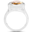 5.05 Carat Genuine Citrine and White Diamond .925 Sterling Silver Ring