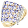 18K Yellow Gold Plated 2.00 Carat Genuine Tanzanite .925 Sterling Silver Ring