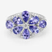 3.24 Carat Genuine Tanzanite and White Topaz .925 Sterling Silver Ring
