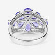 3.24 Carat Genuine Tanzanite and White Topaz .925 Sterling Silver Ring