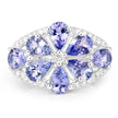 3.24 Carat Genuine Tanzanite and White Topaz .925 Sterling Silver Ring