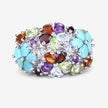 4.03 Carat Genuine Multi Stones .925 Sterling Silver Ring
