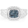 0.28 Carat Genuine Blue Diamond and White Diamond .925 Sterling Silver Ring
