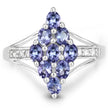 1.71 Carat Genuine Tanzanite and White Topaz .925 Sterling Silver Ring