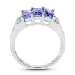 1.63 Carat Genuine Tanzanite & White Diamond .925 Sterling Silver Ring