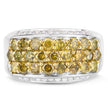 1.91 Carat Genuine Yellow Diamond and White Diamond .925 Sterling Silver Ring