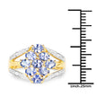 14K Yellow Gold Plated 1.59 Carat Genuine Tanzanite and White Topaz .925 Sterling Silver Ring
