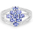 1.59 Carat Genuine Tanzanite and White Topaz .925 Sterling Silver Ring