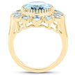 14K Yellow Gold Plated 6.59 Carat Genuine Blue Topaz .925 Sterling Silver Ring