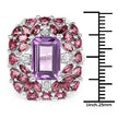 7.59 Carat Genuine Pink Amethyst, Rhodolite and White Topaz .925 Sterling Silver Ring