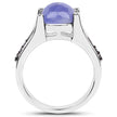 3.20 Carat Genuine Tanzanite and Black Spinel .925 Sterling Silver Ring