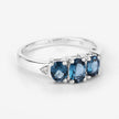 1.35 Carat Genuine London Blue Topaz and White Diamond .925 Sterling Silver Ring
