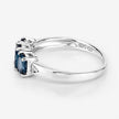 1.35 Carat Genuine London Blue Topaz and White Diamond .925 Sterling Silver Ring