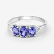 1.11 Carat Genuine Tanzanite and White Diamond .925 Sterling Silver Ring