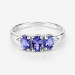1.11 Carat Genuine Tanzanite and White Diamond .925 Sterling Silver Ring