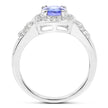 1.42 Carat Genuine Tanzanite & White Topaz .925 Sterling Silver Ring