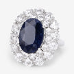 10.64 Carat Dyed Sapphire and White Topaz .925 Sterling Silver Ring