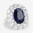 10.64 Carat Dyed Sapphire and White Topaz .925 Sterling Silver Ring
