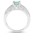 1.22 Carat Genuine Emerald and White Topaz .925 Sterling Silver Ring